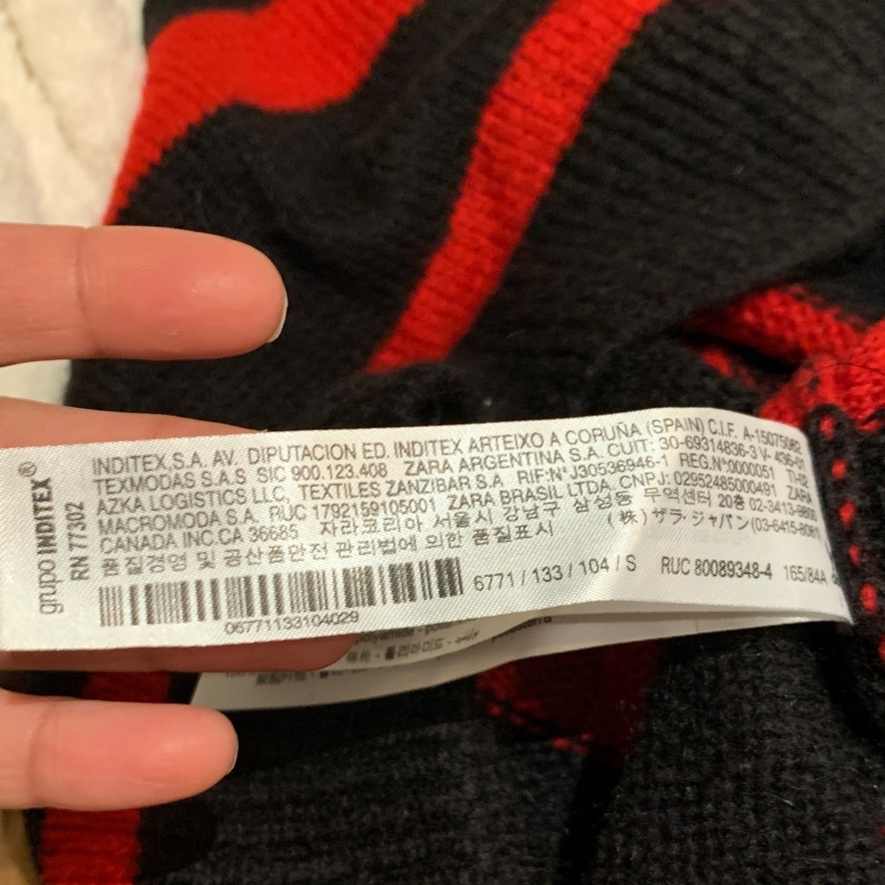 Zara Red/Black Striped Mohair Knit Sweater Detachable Tulle Collar NWT S - Picture 13 of 15
